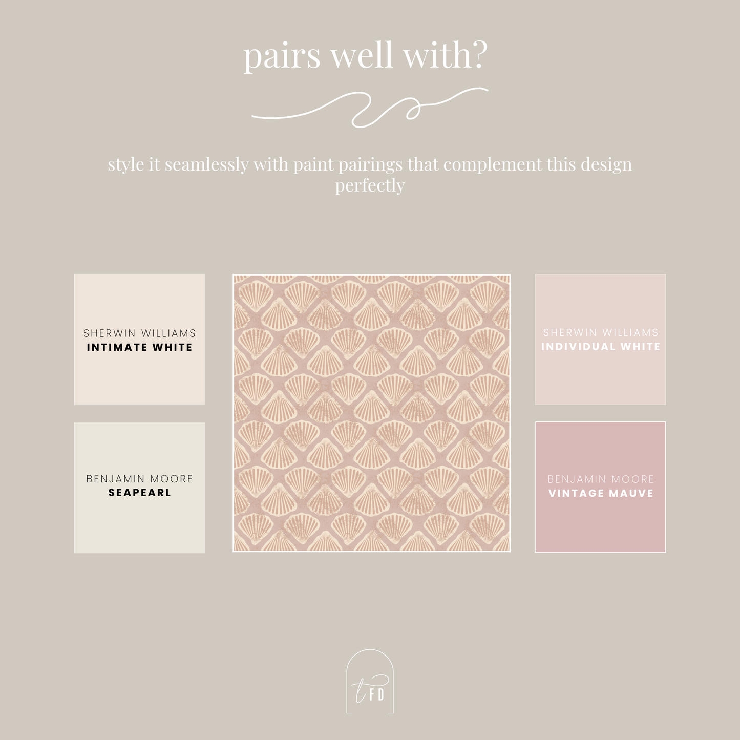 Palm Beach Peel and Stick Wallpaper | Blush Scallop Coastal Pattern