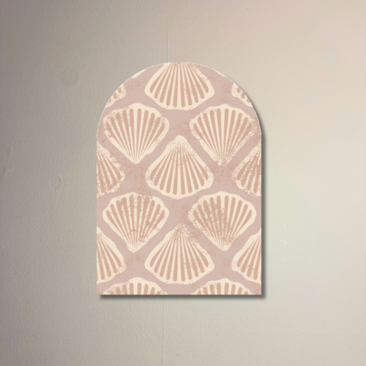 Palm Beach Shell Arch Wall Art | Coastal Blush Arch Panel | Art Deco Shell Wall Decor