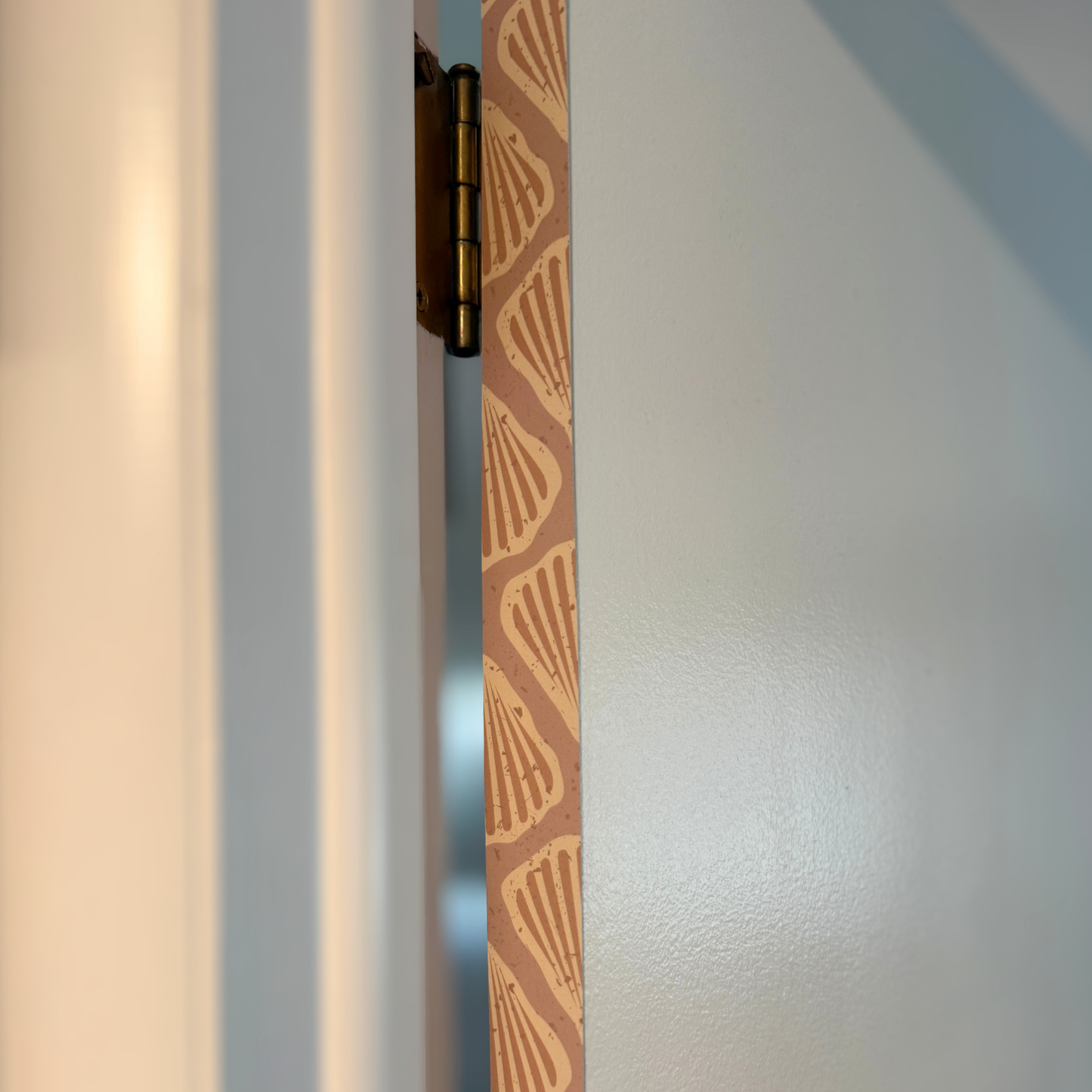 Palm Beach Door Detail Strip | Peel and Stick Door Accent | Blush Scallop Coastal Door Trim