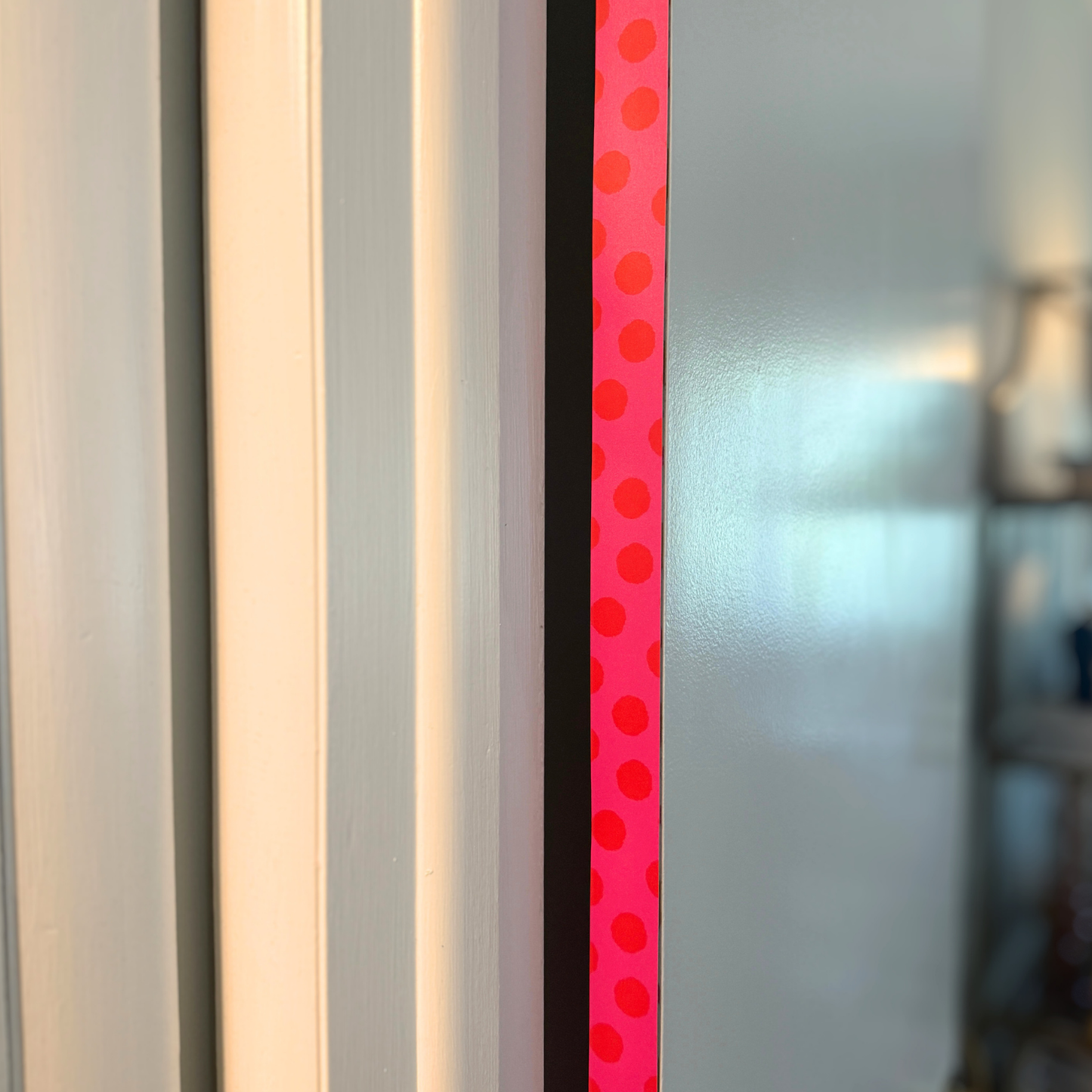 Pink Pop Door Detail Strip | Peel and Stick Door Accent | Pink Polka Dot Door Trim