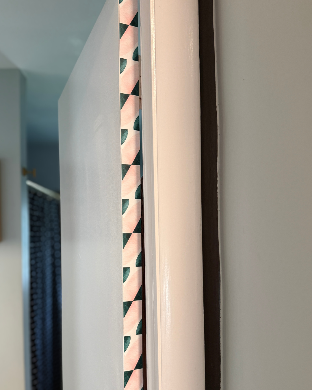 Poolside Door Detail Strip | Peel and Stick Door Accent | Pink and Emerald Geometric Door Trim