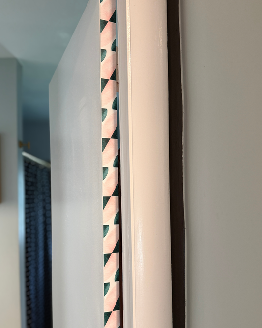Poolside Door Detail Strip | Peel and Stick Door Accent | Pink and Emerald Geometric Door Trim