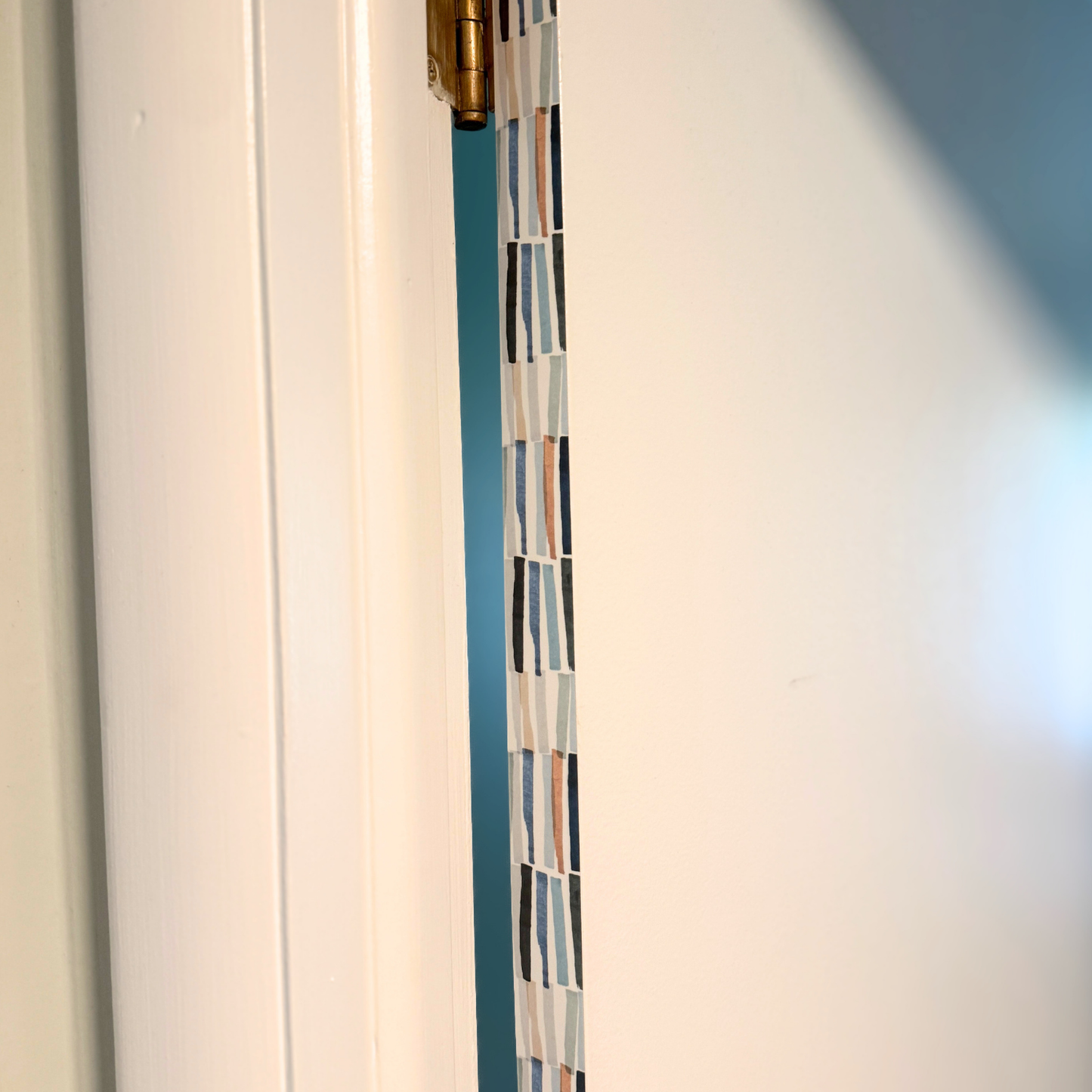 Sea Glass Door Detail Strip | Peel and Stick Door Accent | Coastal Blue Stripe Door Trim