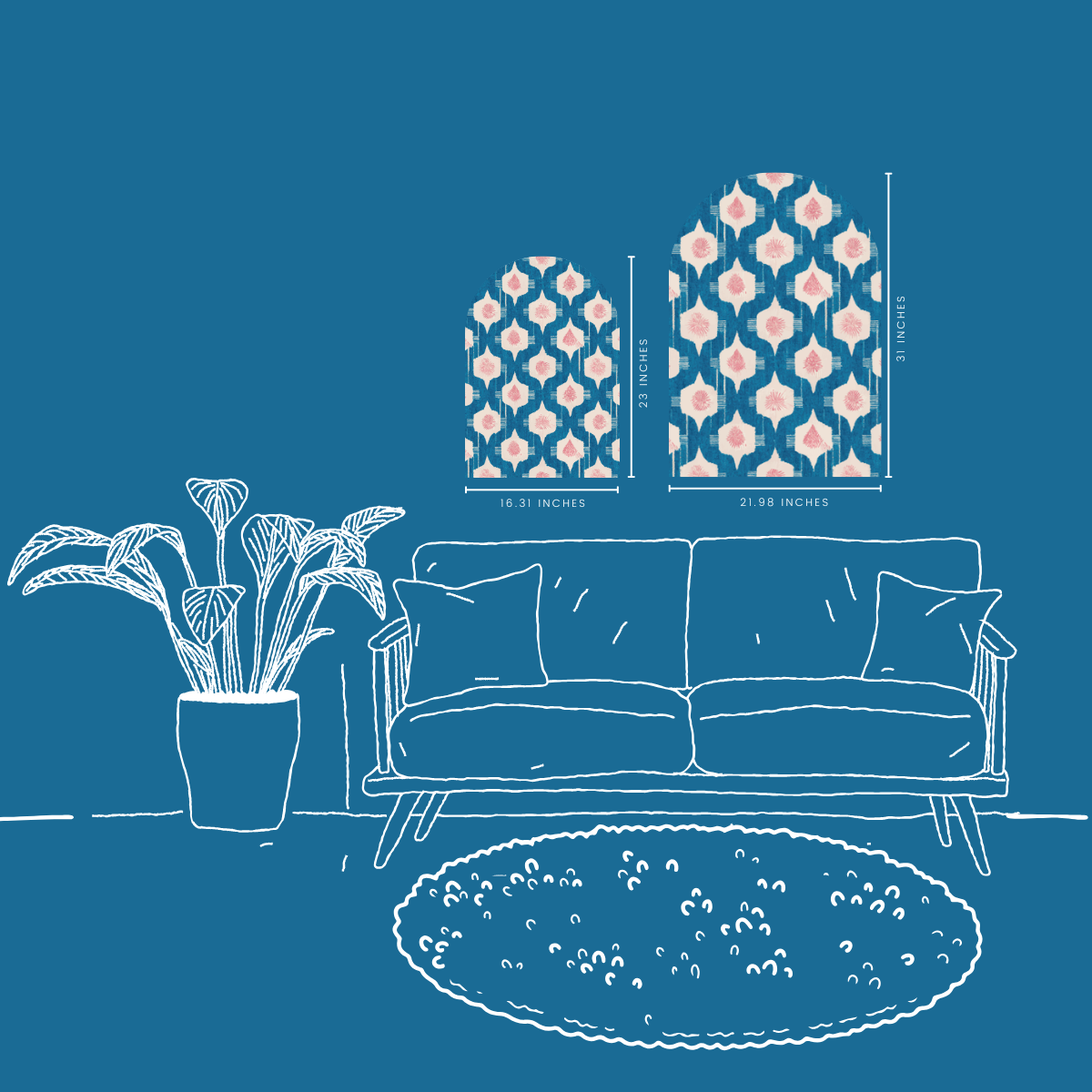 Blue Bazaar Arch Wall Art | Blue Pattern Decorative Arch Decor
