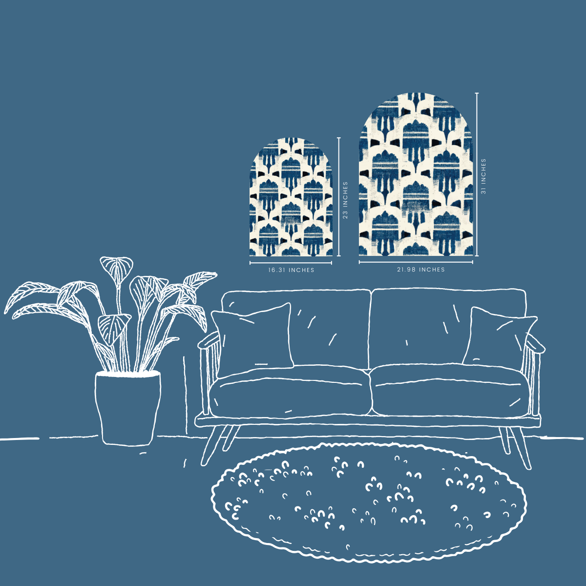 Indigo Atellier Arch Wall Art | Indigo Textile Inspired Decorative Arch Decor