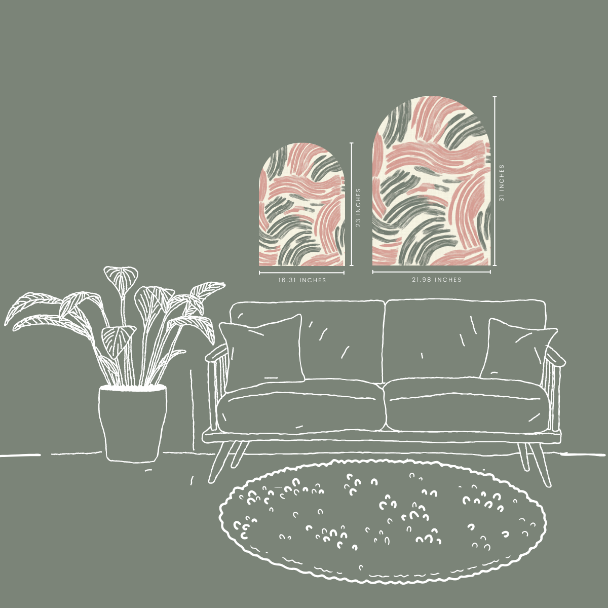 Soft Strokes Arch Wall Art | Abstract Brushstroke Arch Panel | Modern Painterly Pattern Wall Decor