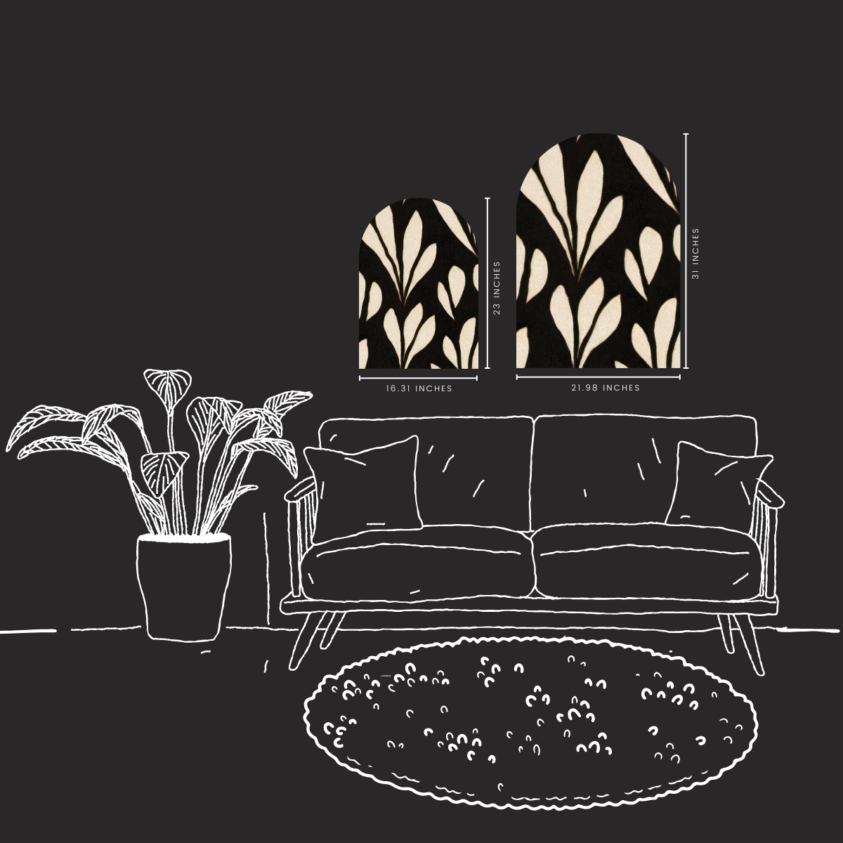 Inkleaf | Black and Ivory Abstract Leaf Wall Art | Modern Organic Design