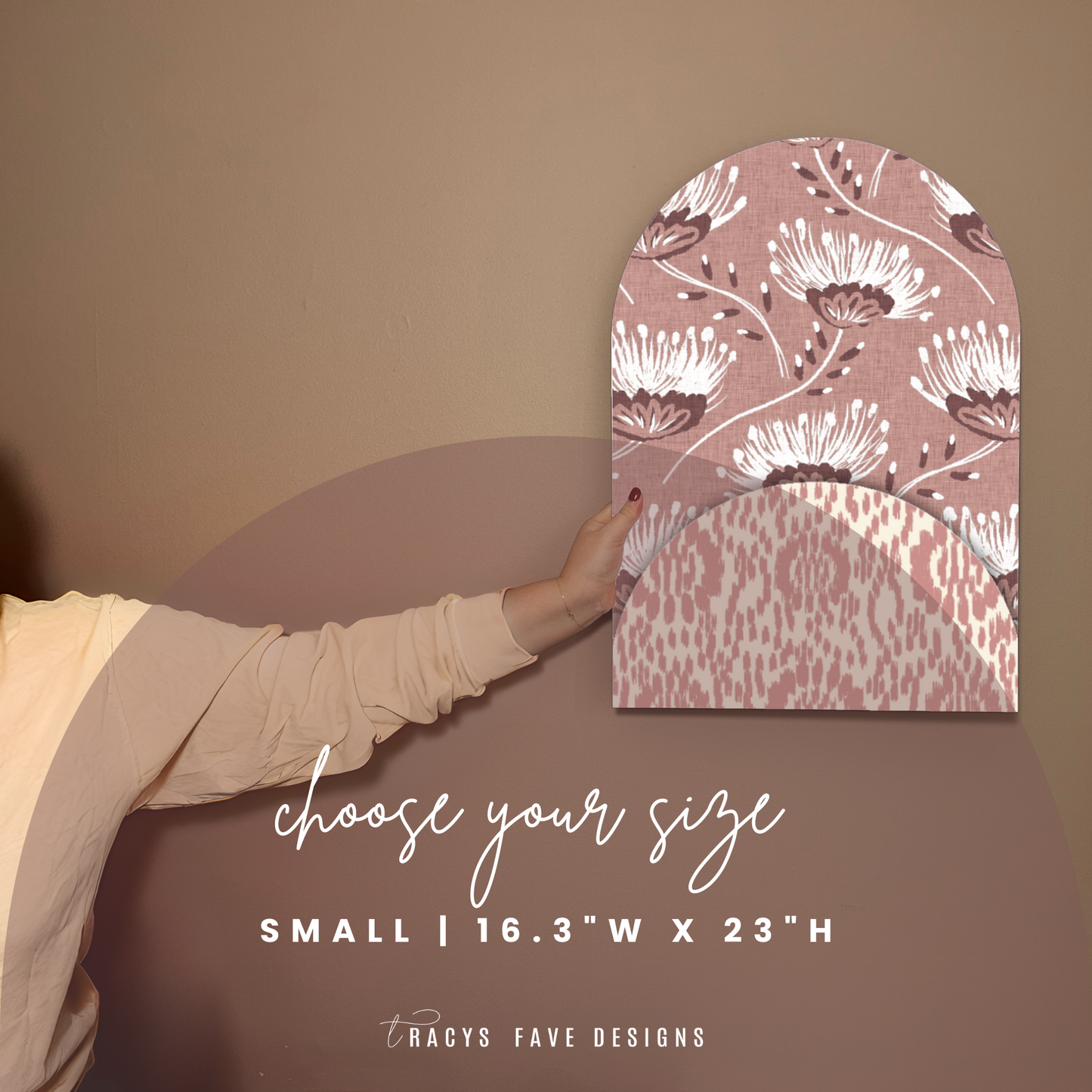 Blush Bloom Layered Arch Art | Modern Floral + Ikat Pattern Wall Decor