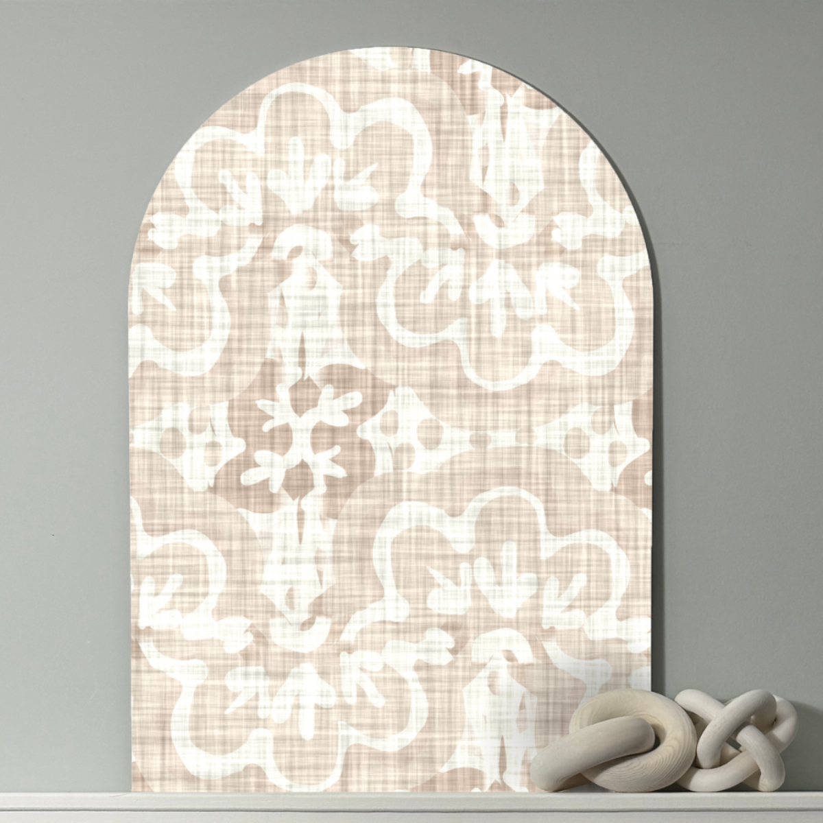Woven Bloom | Neutral Floral Tile Wall Art – Modern Block Print Inspired Pattern