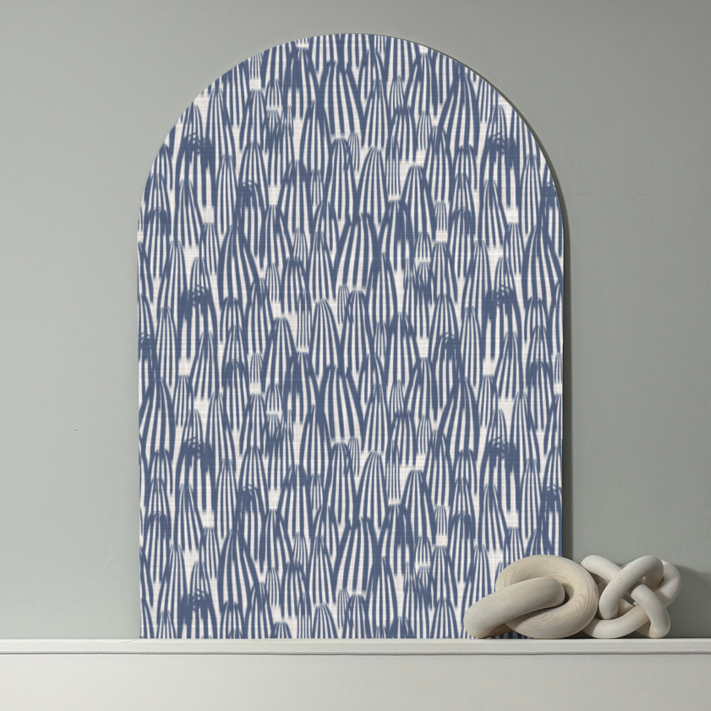 Modern Boho Arch Wall Art – Navy Stripe-Inspired Abstract Pattern