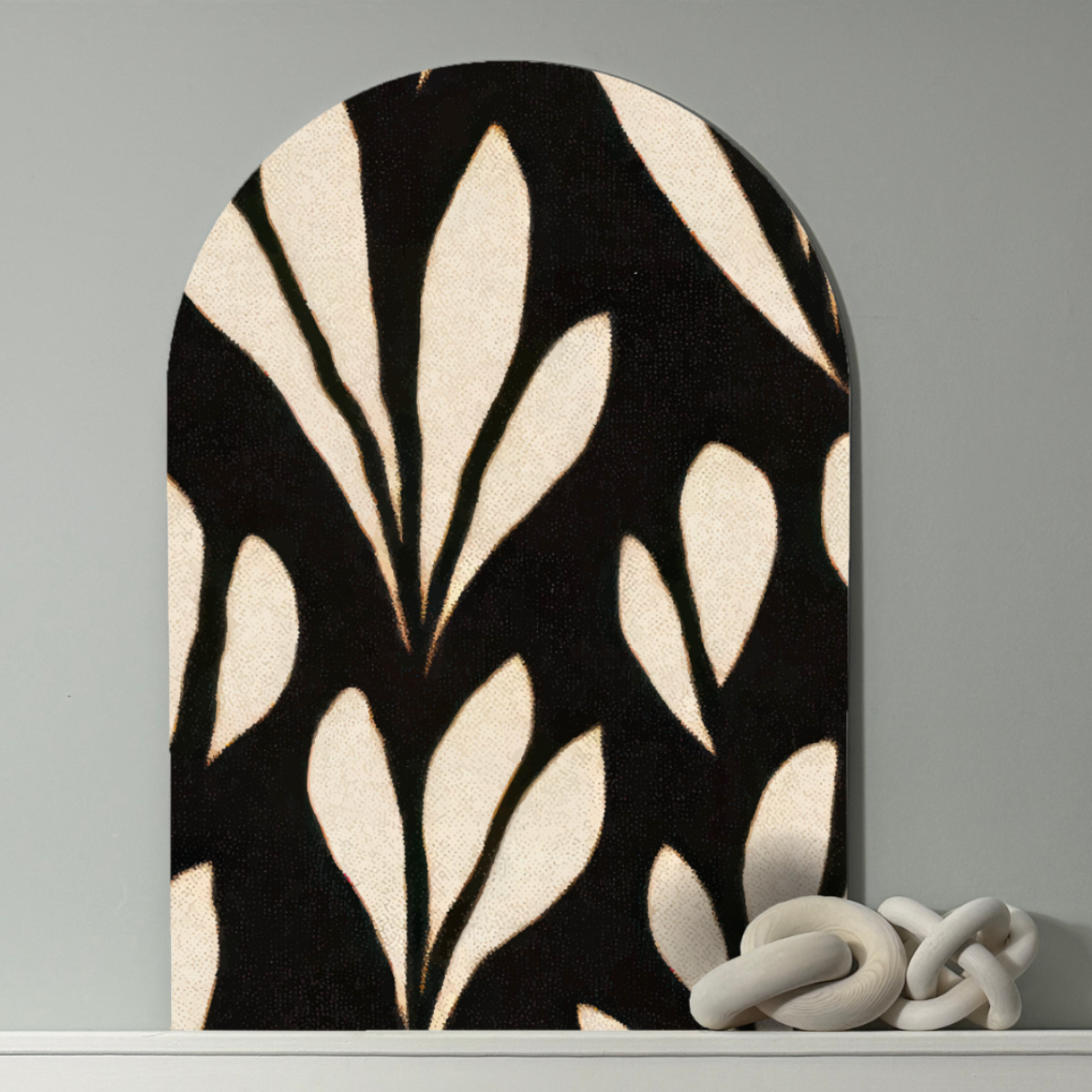 Inkleaf | Black and Ivory Abstract Leaf Wall Art | Modern Organic Design