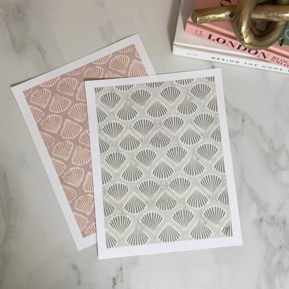 South Beach Coastal Art Print | Seafoam Scallop Shell Pattern Wall Art | 8x10 and 11x14 Size