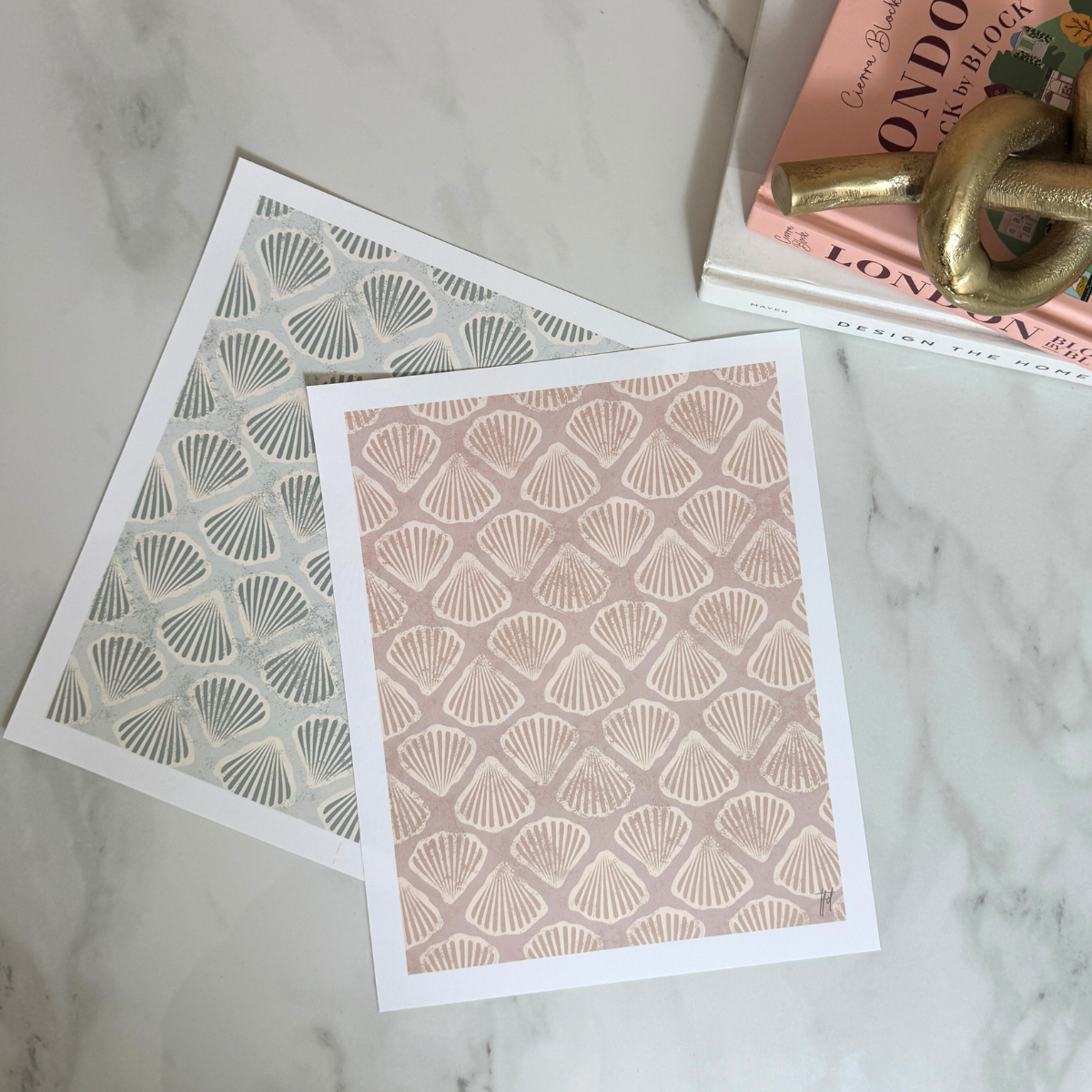 Palm Beach Coastal Art Print | Blush Scallop Shell Pattern Wall Art | 8x10 and 11x14 Size