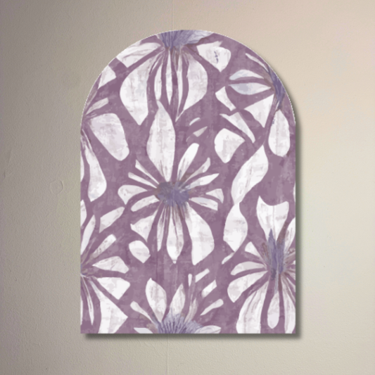 Velvet Garden Arch Wall Art | Mauve Botanical Arch Panel | Modern Romantic Floral Wall Decor
