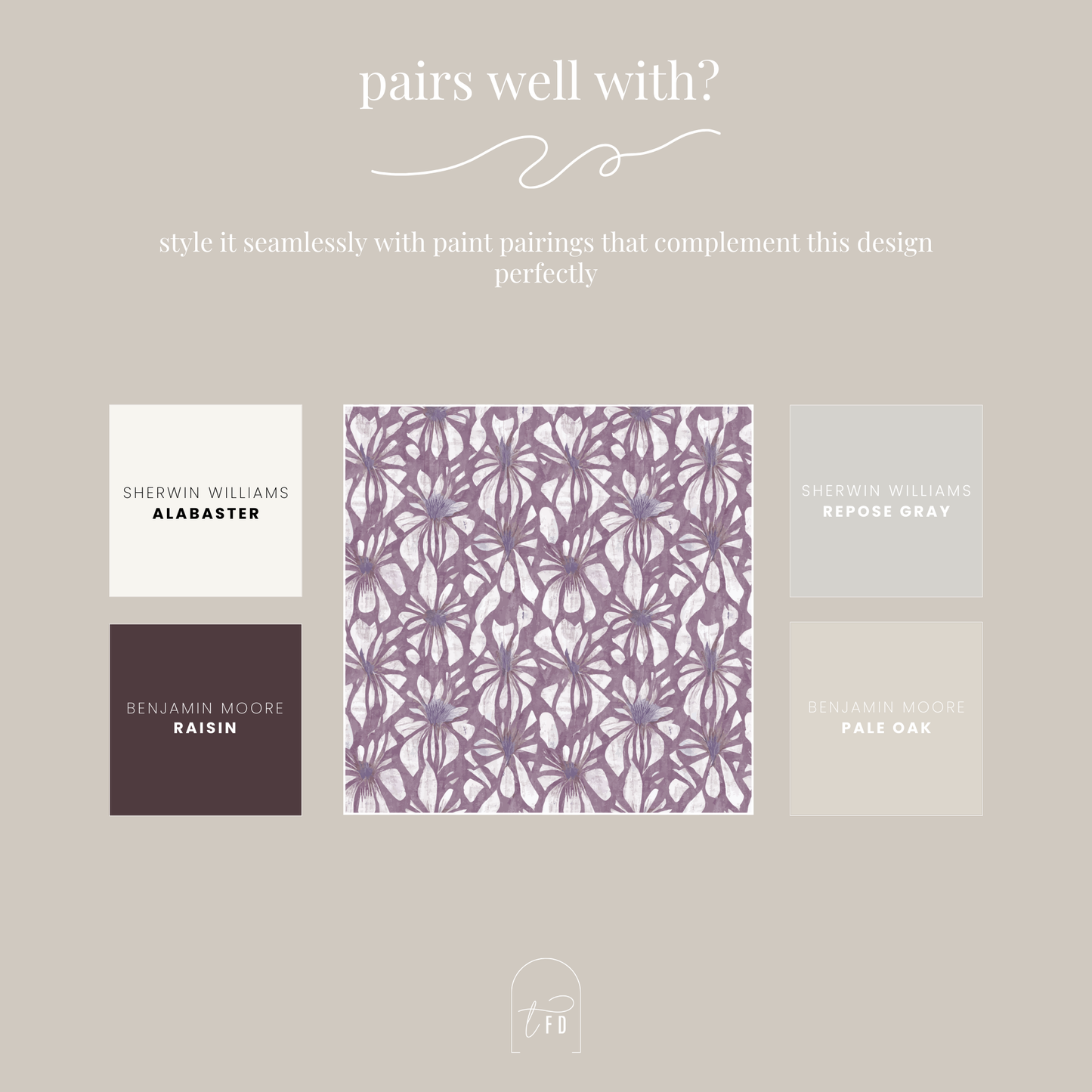 Velvet Garden Peel and Stick Wallpaper | Plum Floral Statement Pattern