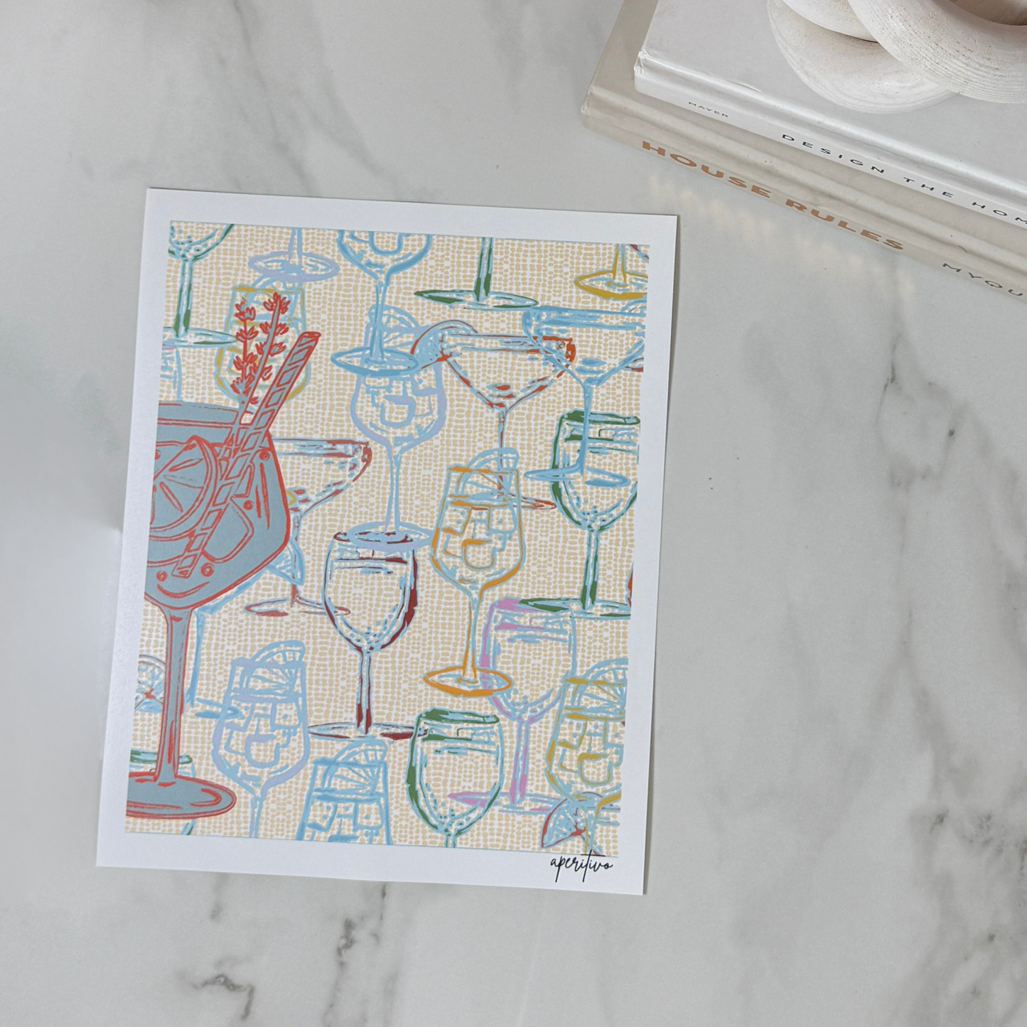 Aperitivo Cocktail Art Print | Italian-Inspired Bar Cart Wall Art | 8x10 and 11x14 Sizes