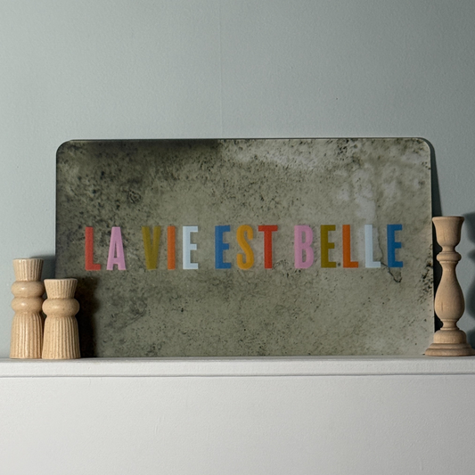 La Vie Est Belle Color Mirror Art – French Quote Acrylic Wall Decor