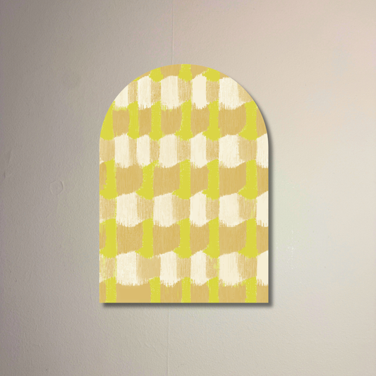Block Party Yellow Arch Wall Art | Modern Yellow Pattern Decorative Arch Panel