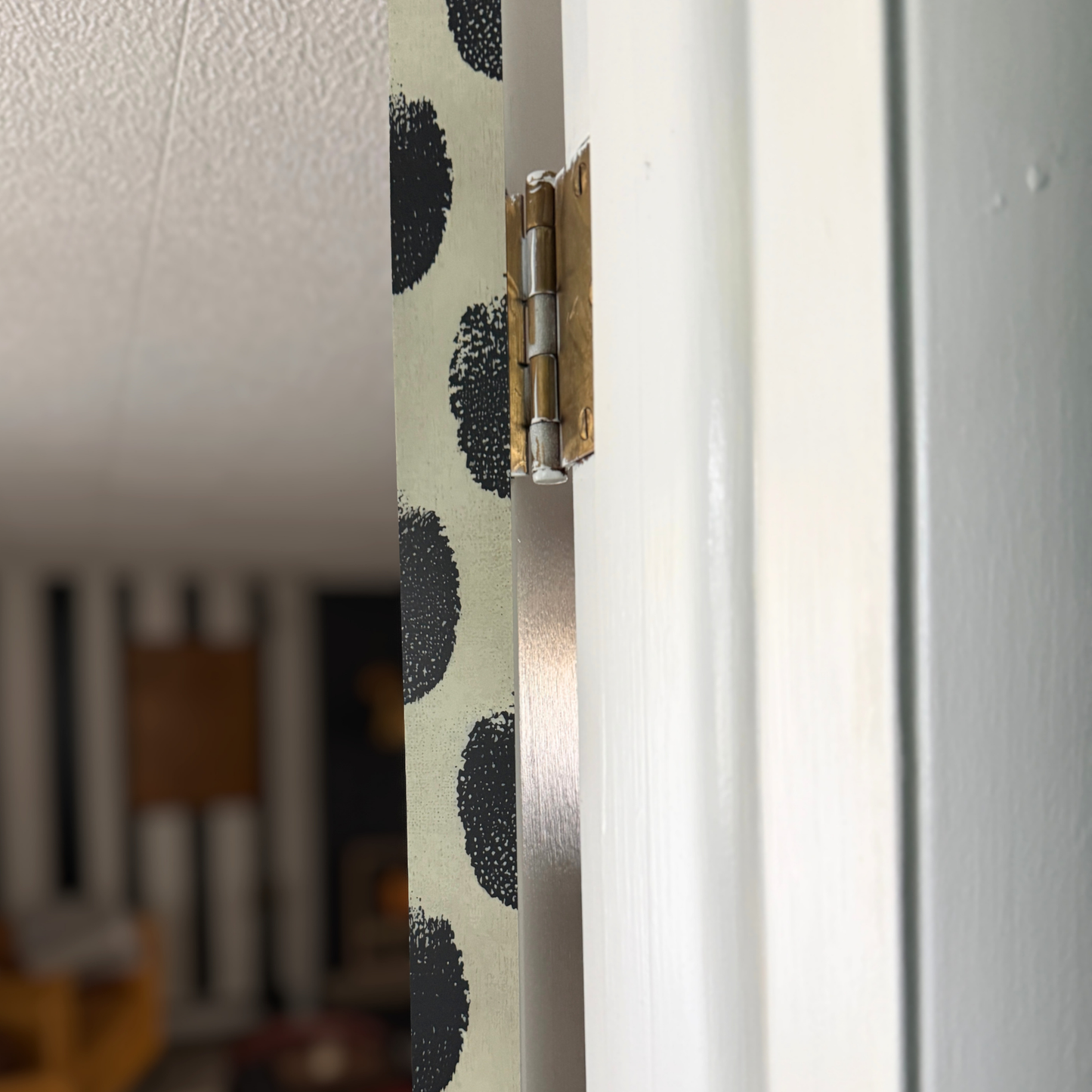 Dot Obsessed Door Detail Strip | Peel and Stick Door Accent | Modern Polka Dot Neutral Door Trim