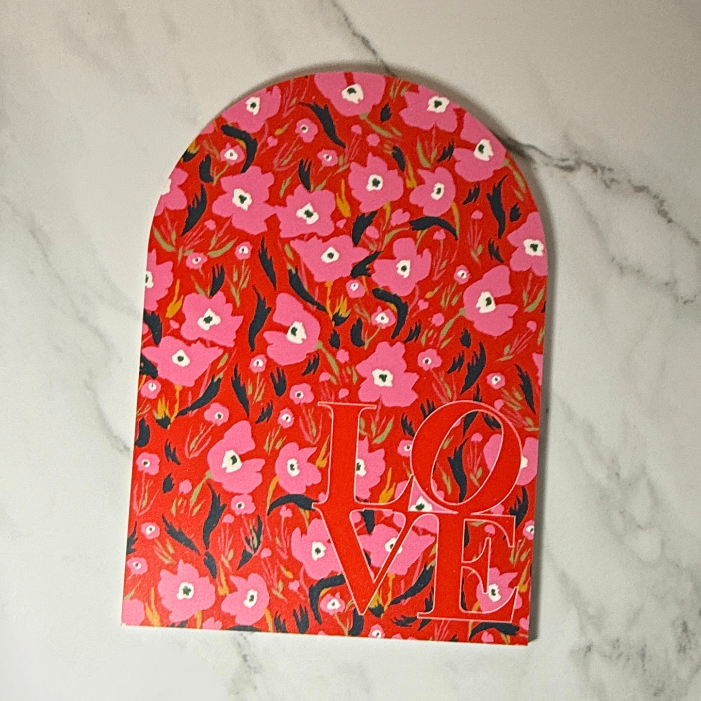 Modern Red Love Mini Arch | Bold Floral Wall Art | Giftable Home Decor