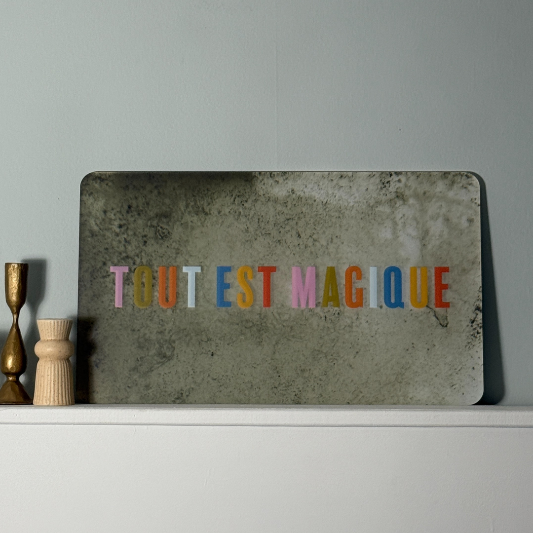 Tout est Magique Mirror Sign | French Quote on Vintage | Style Mirrored Acrylic Wall Art