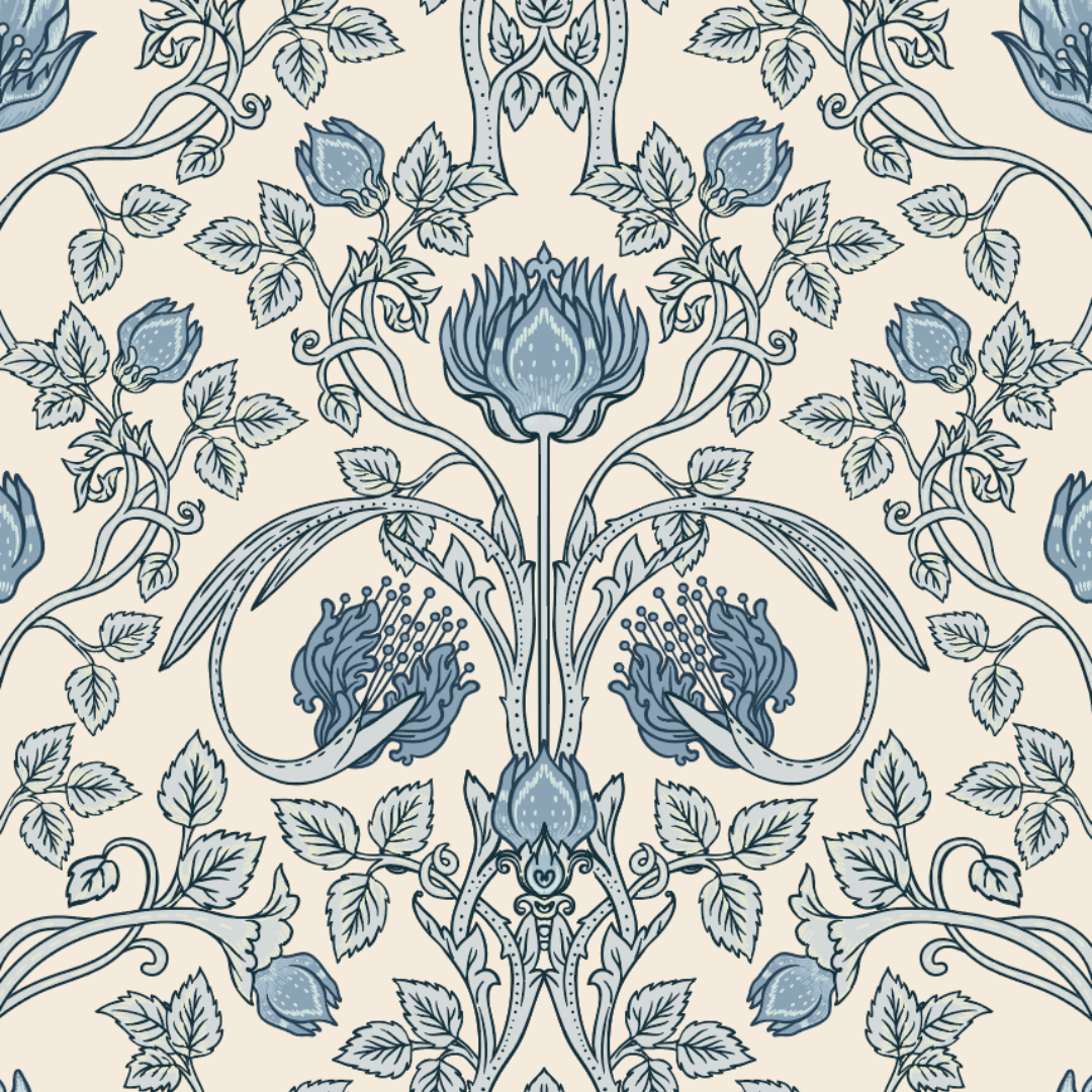 Old Soul Door Detail Strip | Peel and Stick Door Accent | Blue Botanical Door Trim
