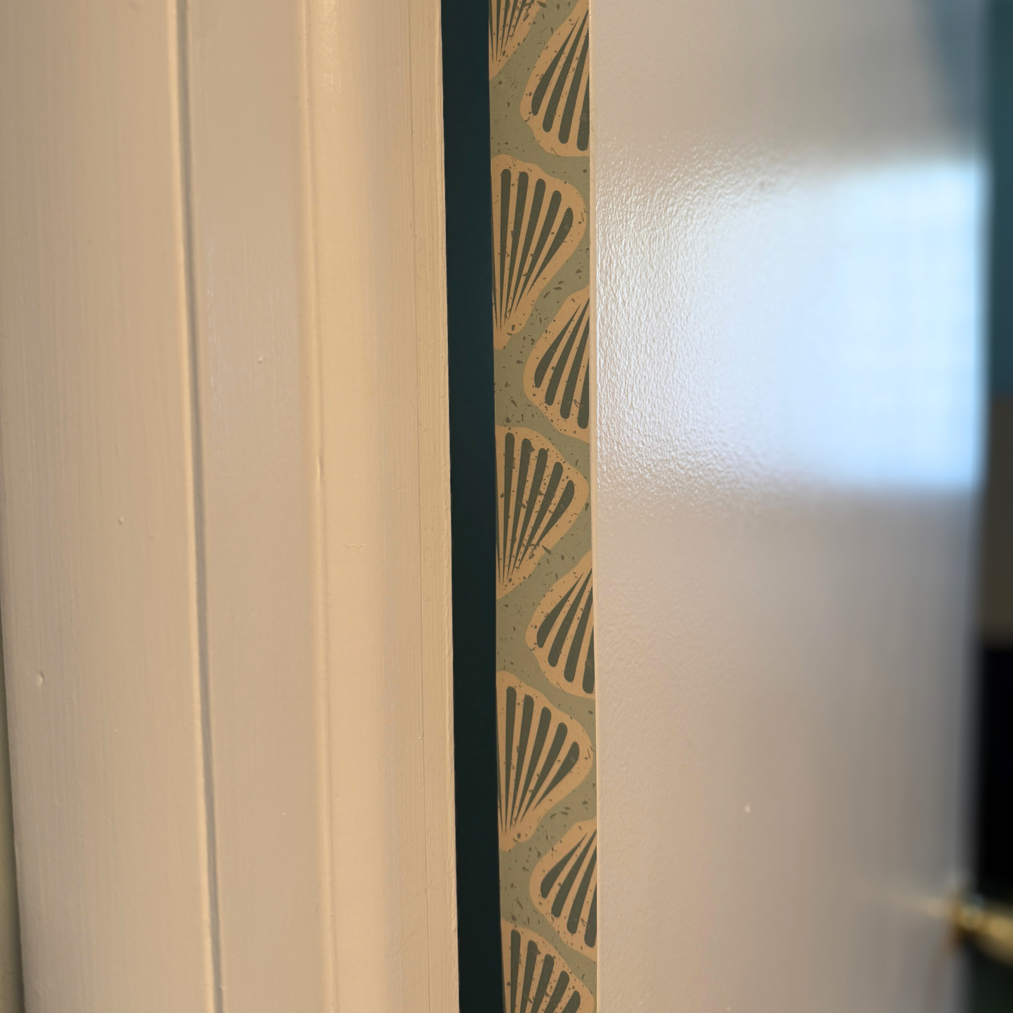 South Beach Door Detail Strip | Peel and Stick Door Accent | Blue Scallop Coastal Door Trim